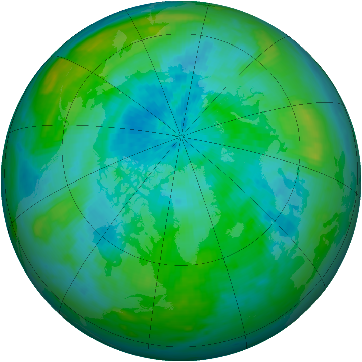 Arctic ozone map for 14 September 1991
